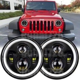 Unbranded Pair 7" inch Round LED Headlight DOT High-Low Beam For Jeep Wrangler JK TJ CJ LJ