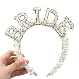 Bride to Be Pearl Embellished Crown Headband – Women’s Bridal Shower Costume Accessory – By TRIXES