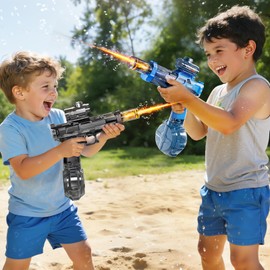 ZDRKWSM 2 Pack Electric Water Guns for Kids, Water Blaster Squirt Guns with Flashing Muzzle,Range up to 32ft, Summer Outdoor Beach Swimming Pool Party Toys, Gift for Kids Age 8 9 10 11 12 Years Old