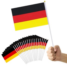 20 Pcs Germany Flag, German Hand-held Flags, Germany Stick Flags World Soccer Cup Pocket National Flags,14 x 21 cm