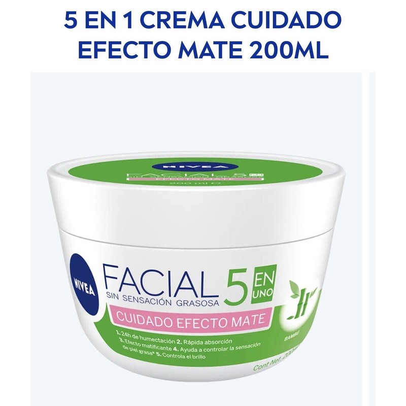 Nivea Cream Facial Hidratante 5 En 1 Efecto Mate, 200ml