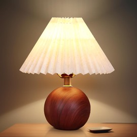Small Table Lamp, Table Lamp for Bedroom, Small Space Pleated Cute Bedside Table Lamp with Switch, Plug In LED Night Light, Decor Desk Lamps for Living Room, Kids Room, Dorm, Office, Nursery(1Pack)