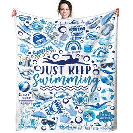 Swimming Blanket Merch Soft Cozy Flannel Swimming Sports Theme Throw Blanket Decor Bedding Gifts for Girls Women Kids Adults 50"x40"