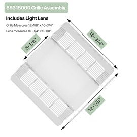 Bathroom Exhaust Fan Grille and Lens Replacement Cover – Compatible with Broan-NuTone 663, 663N, 663FL, 663LN, 669L, 669LN, 669FN, 770F, 763RLN, 769RLN Vent Fan Models (85315000)