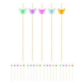 OGGI Butterfly Cocktail Picks for Drinks 20 pcs - Butterfly Cocktail Picks for Appetizers, Cocktail Picks Reusable, Butterfly Theme Party Decorations, 4.5" / 11.5cm