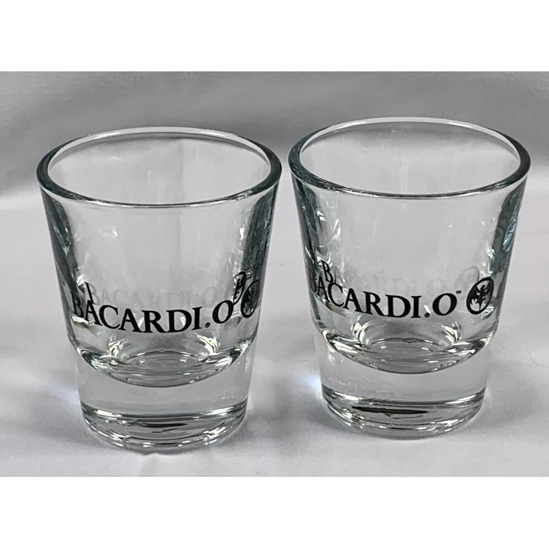 2 New Bacardi O Rum Bat Logo Shot glasses 1