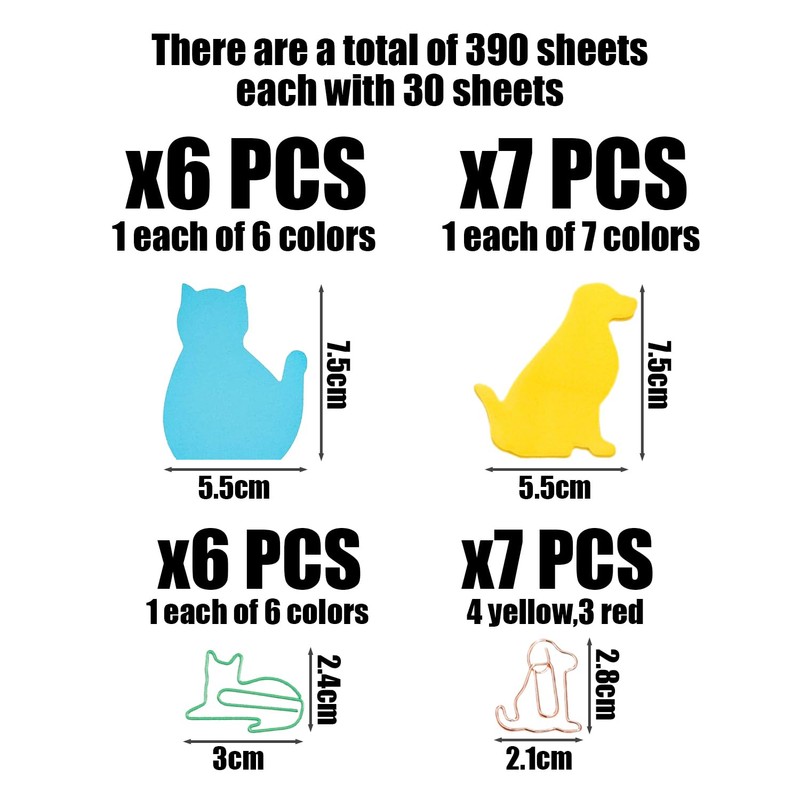 13 Pieces 390 Dog and Cat Notes, 13 Pieces Animal