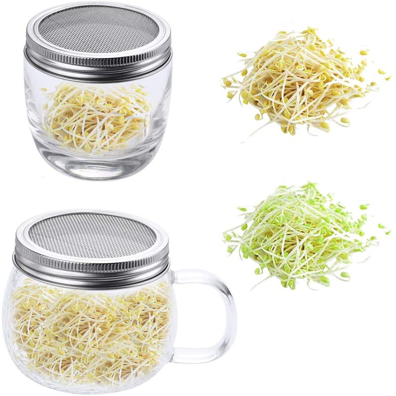 ProLeo 4 Pieces Stainless Steel Sprout Jar Lid Kit for