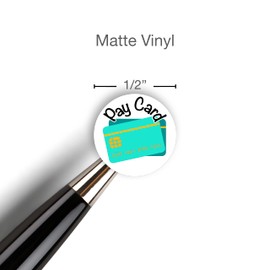 Pay Credit Card Planner Stickers/Pay Day / 54 Fun Vinyl Stickers (1/2”) / Budget Bills Work Financial/Essential Productivity Life Planner Stickers/Bujo Bullet Journaling (1 Sheet, Matte Vinyl)