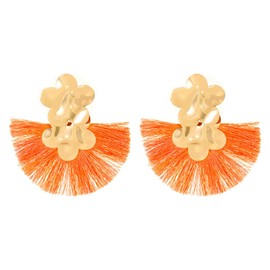 QKEPCY Women's Long Tassel Fan Earrings Metal Flower Drop Earrings Boho Hypoallergenic Light Exaggerated Statement Stud Earrings Festival Jewellery for Women and Girls, Stainless Steel