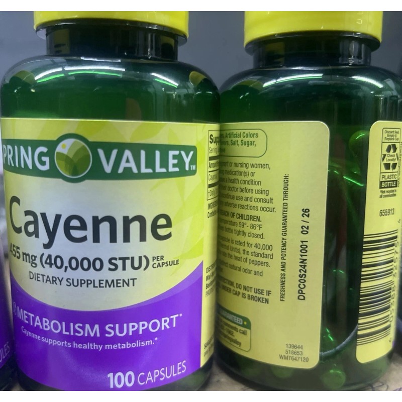 Spring Valley Cayenne Metabolism Support Supplement Capsules 455 mg 300