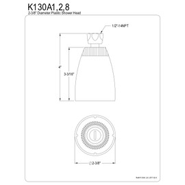 Kingston Brass K130A2 Plastic Shower Head, Polished Brass
