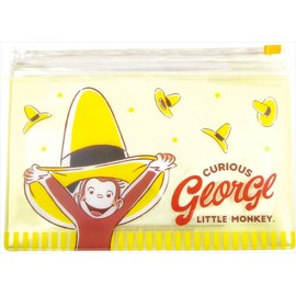 Tees Factory 2 Pocket Clear Pouch Curious George Yellow Hat 0.6 x 7.5 x 4.1 inches (1.5 x 19 x 10.5 cm)