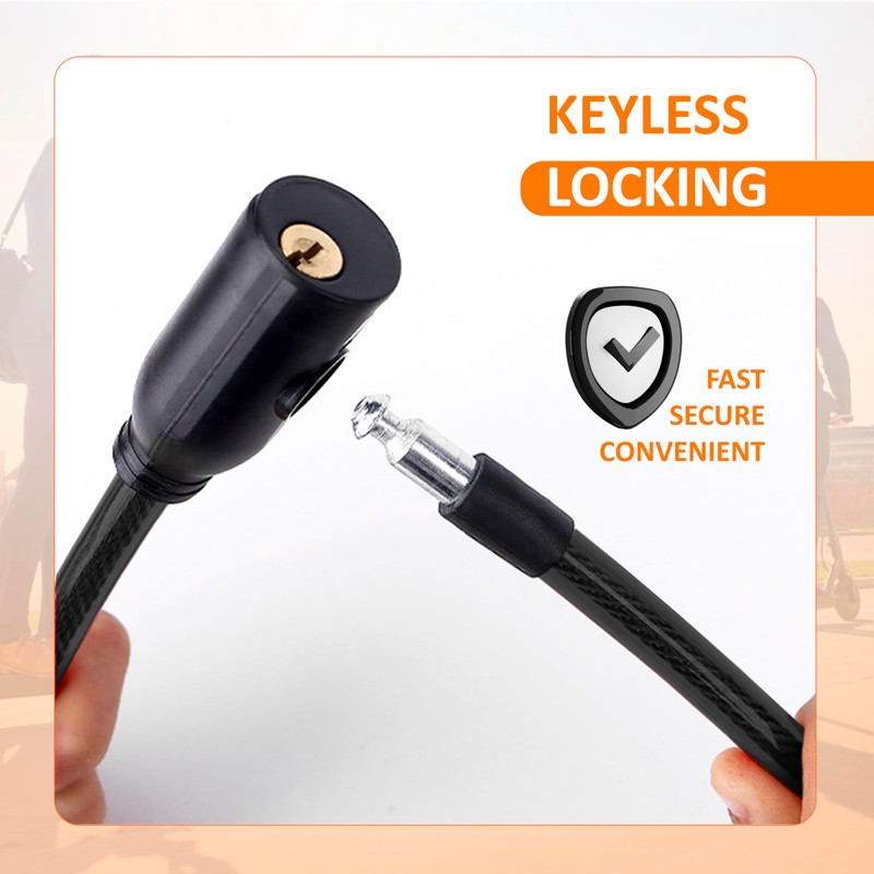 E Scooter Lock Double Security 2 Pieces Steel Cable Durable