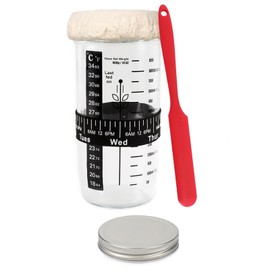LePvo 2 Pack Sourdough Starter Jar, Sourdough Starter Kit with Date Marked Feeding Band, Thermometer, Cloth Cover & Metal Lid, Reusable Sourdough Bread Baking Supplies, Home Baking Supplies