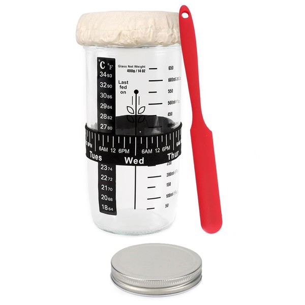 LePvo 2 Pack Sourdough Starter Jar, Sourdough Starter Kit with
