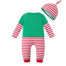 LIKPOJA Newborn Baby First Christmas Elf Outfit One-Pieces Baby Christmas Santa Romper with Hat for Toddler Baby Girls and Baby Boys(Green Elf Romper P,3-6 Months)