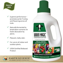 Earth Science® Udder Magic™ Liquid Plant Food: Nutrient Rich Concentrate – Fruit and Bloom Booster – Help Strengthen Roots, 24oz (Pack of 6)