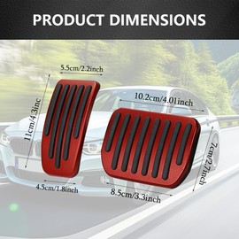 Tecledsn Foot Pedal Pads Set, Auto Aluminum Pedal Covers, Non-Slip Performance Accessories Pedal Covers, Car Accessories Brake & Accelerator Pedal Covers Fits for Model 3/Y (Red)