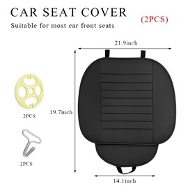 Gasedin 2 PCS Car Front Seat Protector Mats, 21.9" × 19.7" Breathable Leather Auto Cushion Protector, Anti-Slip Vehicle Seat Cover with Storage Pockets, Universal Car Accessories (Black)
