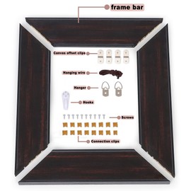 CANFRAVAS DIY Wood Plein Air Frame for Canvas 24x36, 3.1" Wide Antique Canvas Floater Frames, Canvas Floating Frame, Antique Picture Frame (24"x36", Black Walnut)