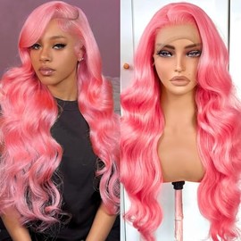 Usmoother Body Wave Lace Front Wigs Human Hair Pink Wig Human Hair 30 Inch 200 Density 13x6 Lace Front Wigs Human Hair HD Lace Front Wigs Human Hair Colored Wigs Human Hair Body Wave Lace Frontal Wigs