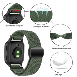 Issinlky Nylon Braided band - 20mm Elastic Strap for Garmin Venu 2 Plus/Vivoactive 5/Venu Sq/Sq Music/Vivomove HR/Forerunner 55 245 645