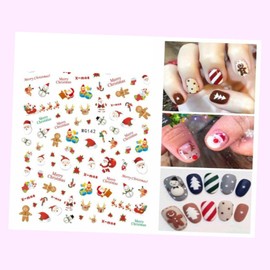 (Lot of 2 Sheets) Butterfly Nail Stickers Waterproof DIY Decal Pink Flower Type 142 Xmas for Nails Design Nail Art Stickers Decals Supplies Manicure Tips Sticker Colorful for Nail Decorations