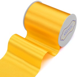 Kryvus Yellow Gold Satin Ribbon, 100mm x 20M Wide Yellow Gold Ribbon, Solid Large Ribbons for Cutting Ceremony, Grand Opening, Wedding Chair Sash, Car Decor, Gift Wrapping, Party Decoration