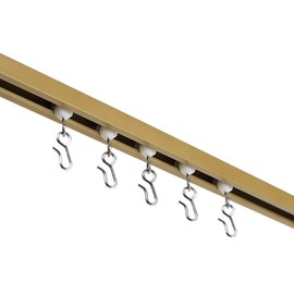 EverTrack Curtain Track - Ceiling Mounted Curtain Rail for Curtains, Drapes, and Room Dividers - USA Made - Mini (4 Feet), Satin Brass