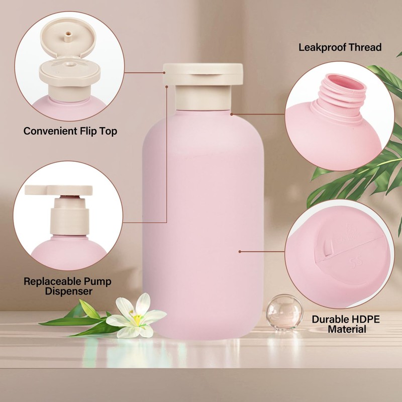 ShanySheny 6.8oz Refillable Shampoo and Conditioner Bottles, 2PCS Squeezable Travel