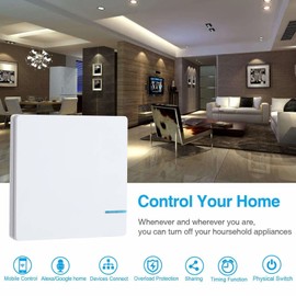 KCMYTONER 1 110V Receiver + 1 Way Wifi Wireless Switch On/Off Home Light Remote Control Switch Compatible with Alexa and Google home by Smart Phone