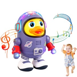 Dancing Space Duck Toy,Space Duck Dancing Musical Interactive Toy,Dancing Duck,Cute Singing Walking Duck Toys with Music LED Lights for Kids Birthday Gifts
