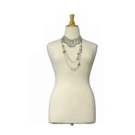 (JF-F14/16W+BS-01NX) Size 14-16 White Female Dress Form Mannequin Plus Size 42" 32" 44" with Wooden Base & Cap (BS-01, White)