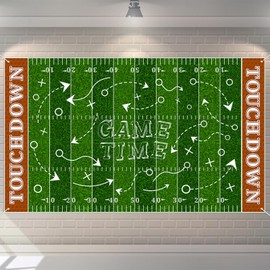 Football Birthday Banner Backdrop for Party Photography, 73x43 Inch Football Field Sports Photo Background Decor