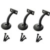 Langdoly- 3" Solid Heavy Duty Round Base Handrail Brackets for Staircase-Pack of 3 (Satin Black)