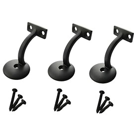 Langdoly- 3" Solid Heavy Duty Round Base Handrail Brackets for Staircase-Pack of 3 (Satin Black)