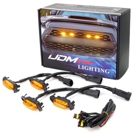 iJDMTOY 4pc Set Front Grille Lighting Kit Compatible with 2016-2023 Toyota Tacoma w/TRD Pro Grill ONLY, Includes (4) 4-SMD 2500K Amber LED Light Assy & Wiring Harness