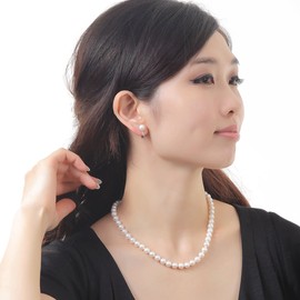 Genuine 7.5 - 8.0 mm Pearl Necklace and Stud Set or Earring Set For Special Occasions with Pearl Case (Quality Assured)