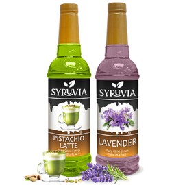 Syruvia Coffee Syrup Variety Pack - Pistachio Latte & Lavender- Gluten-Free, Kosher, 25.4 fl oz Bottles - Enhance Your Coffee Experience with Premium Flavoring Syrups