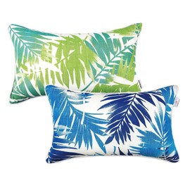 JMGBird Outdoor Pillows Set of 2 Waterproof Outdoor Pillow Covers 12x20 Inch Outdoor Throw Pillow Covers 2 Color Combinations