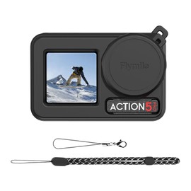 TYUANDOUER Silicone Case for DJI Osmo Action 5 Pro, 4-in-1 Set Protective Sleeve Cover for DJI Action 5 Pro with Lost-Proof Strap/Neck Strap/Lens Cap - Black