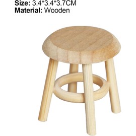 Miniature Wooden Stool, 1:12 Scale Furniture, DIY Living Room Accessories, Wooden Color Dollhouse Living Room, Dollhouse Accessories