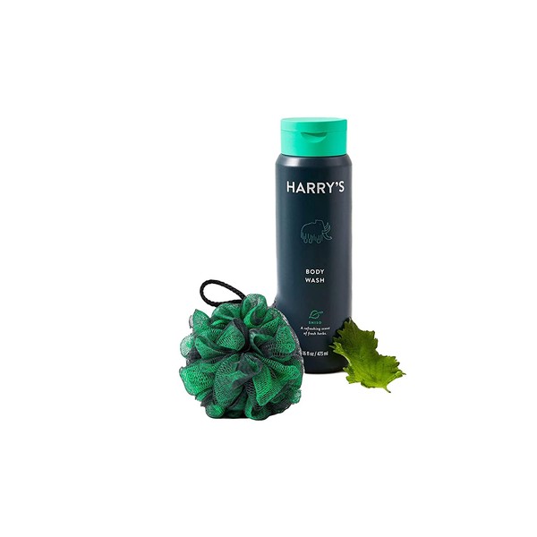 Harry's Shiso Body Wash 16 oz Bundle Bundle with Green Pouf