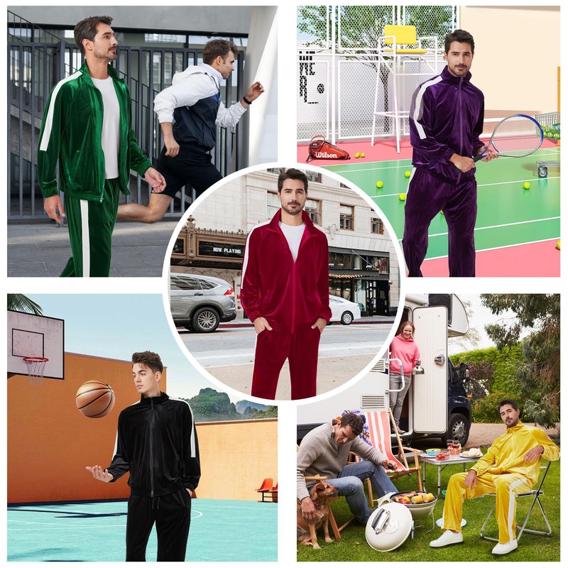 Ragelion Mens Tracksuit 2 Piece Velour Sweatsuit for Men Casual