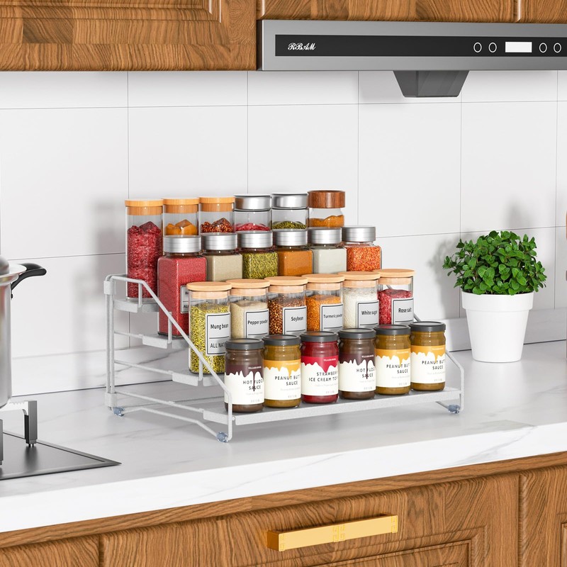 ZDDLOINP 4-Tier Spice Rack for inside cupboard, Kitchen Countertop Spice