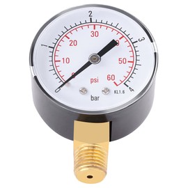 Pressure Gauge For Fuel Air Oil Or Water 0-4bar / 0-60psi NPT, 1/4" NPT Bottom Mount (0-4 bar/0-60psi 1/4 NPT)
