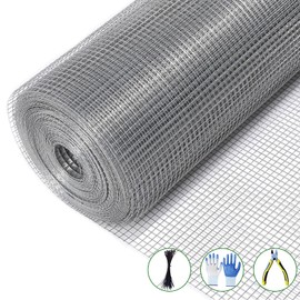 1/4 in 48 in x50 ft 23 Gauge, Chicken Wire Fence Wire Mesh Fence Galvanized Steel Poultry Netting Garden Fence Tree Guard Wire Fence Rolls Hardware Cloth for Yard Vegetable Plant Protection