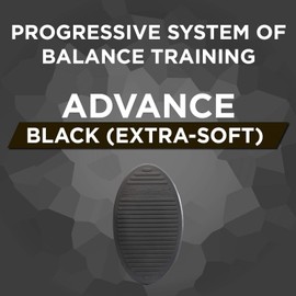 THERABAND Stability Trainer Pad, Advanced Level Black Inflatable Pad, Balance Trainer & Wobble Cushion for Balance & Core Strengthening, Rehabilitation, & Physical Therapy, Round Sport Balance Trainer