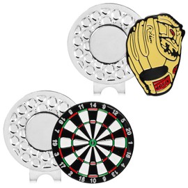 AXKAL Magnetic Stylish Golf Ball Markers with Hat Clip 1/2 Pack, Premium Strong Magnetic Golf Accessory for Cap Bag Shirt, Ideal Golf Gift for Women & Men (2PCS, Baseball & Target)